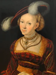 Female Half-Figure with Feather Hat